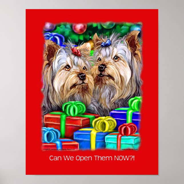 Poster Yorkshire Terrier Cadeaux de Noël (Devant)