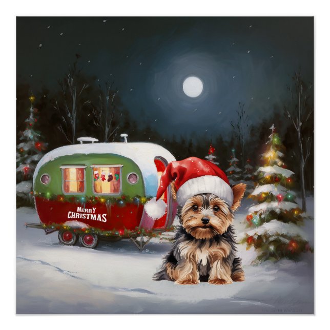 Poster Yorkshire Terrier Caravan Christmas Adventure (Devant)