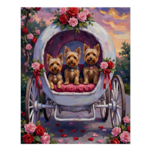 Poster Yorkshire Terrier Chien de la Saint-Valentin