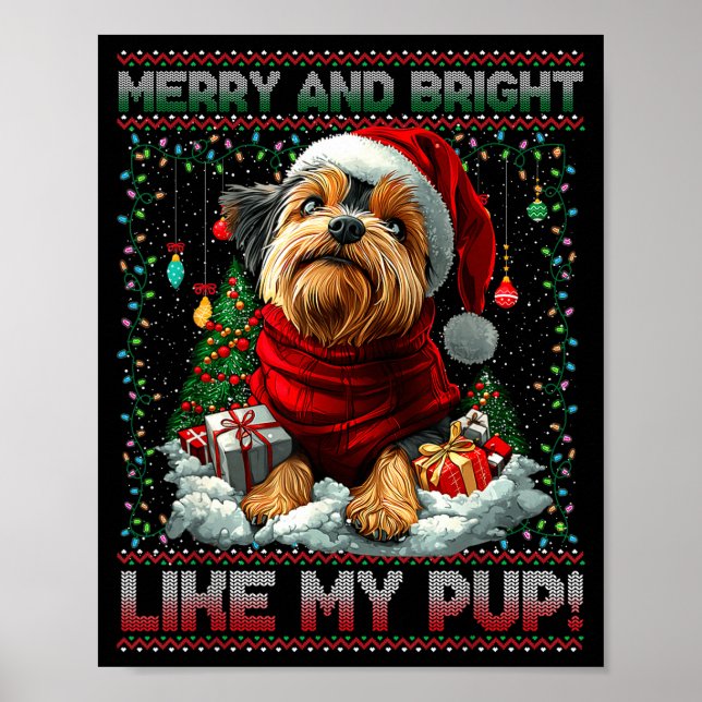 Poster Yorkshire Terrier Christmas Tree Decorations Dog L (Devant)