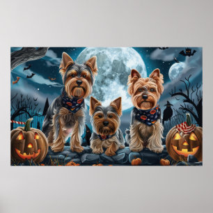 Poster Yorkshire Terrier Halloween Éffrayant