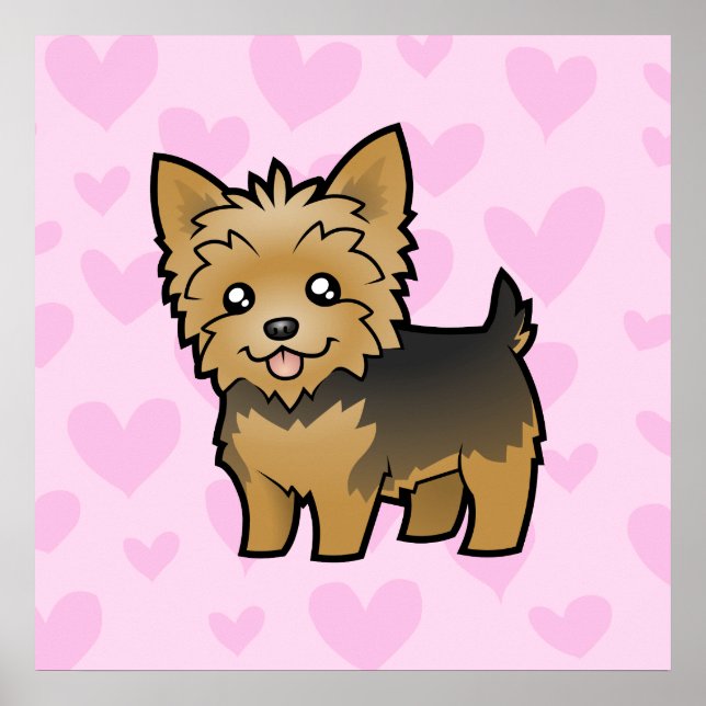 Poster Yorkshire Terrier Love (cheveux courts sans arc) (Devant)