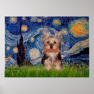 Poster Yorkshire Terrier Puppy - Nuit étoilée