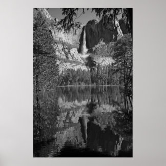 Poster Yosemite Falls Reflet noir et blanc