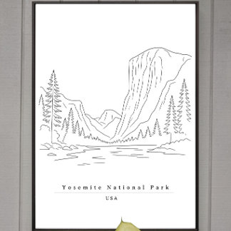 Poster Yosemite National Park USA Minimaliste Ligne Artis