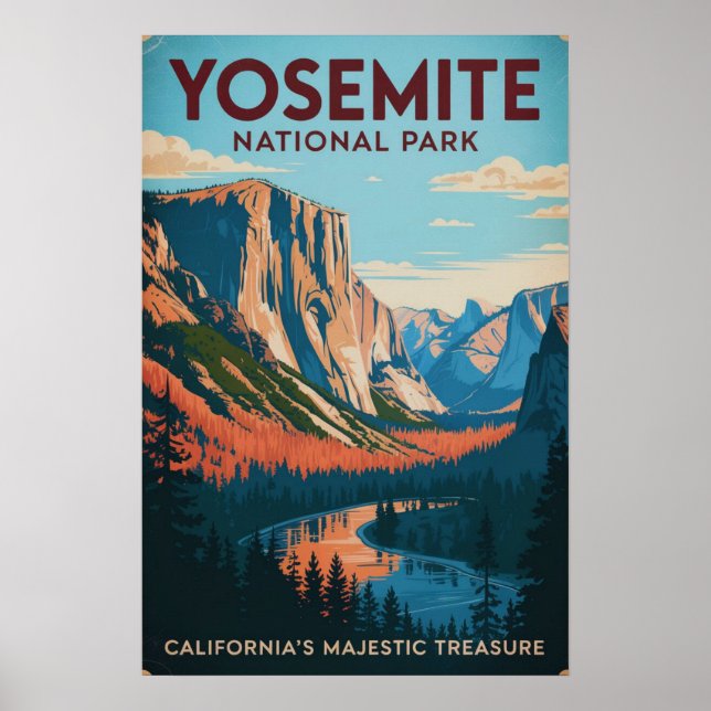 Poster Yosemite National Park Vintage (Devant)