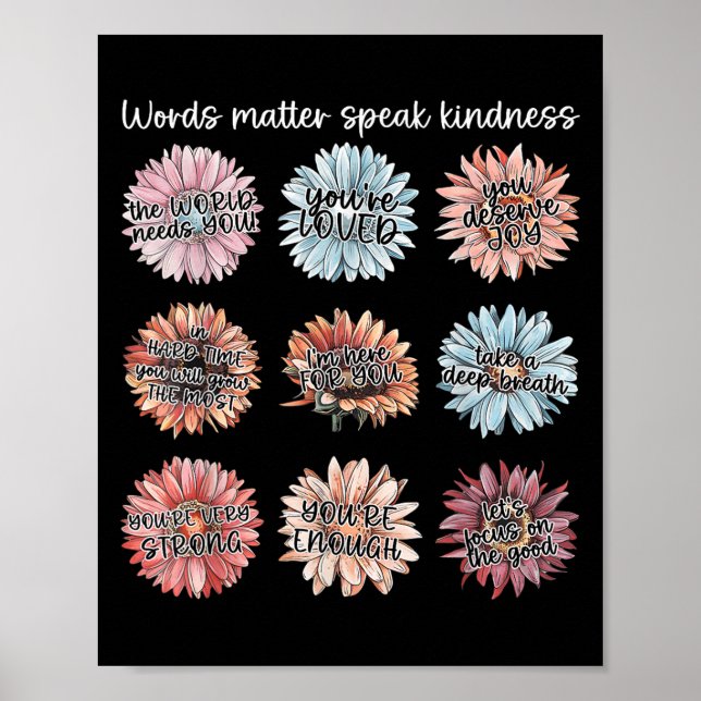 Poster You Are Enough Words Speak Kindness Sitive Daisy  (Devant)