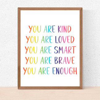 Poster You Are Loved Fun Rainbow Affirmations Nursery