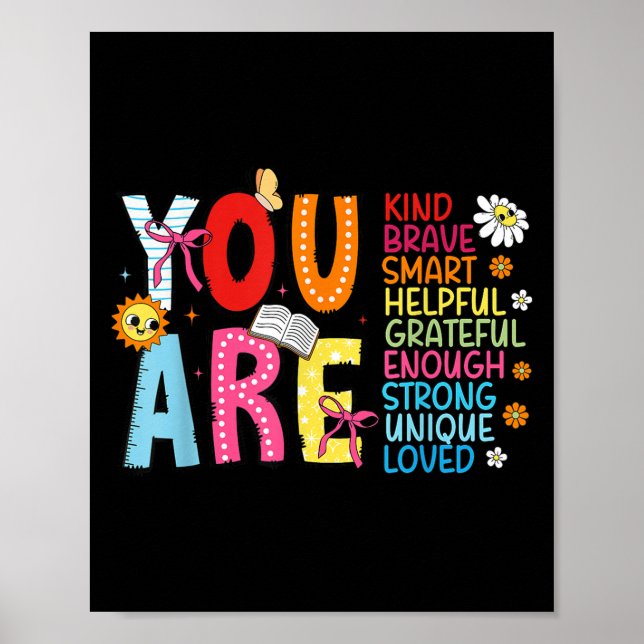 Poster You Are Smart Brave Strong Kind Loved Motivation T (Devant)