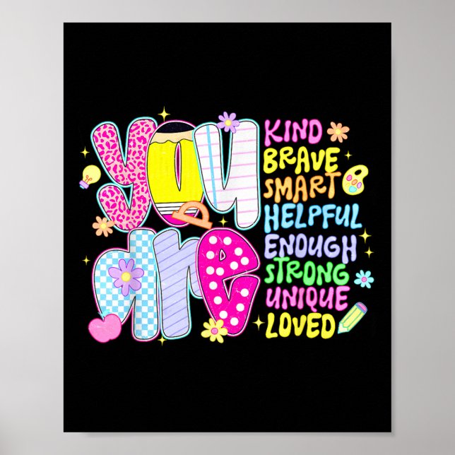 Poster You Are Smart Brave Strong Kind Loved Motivation T (Devant)