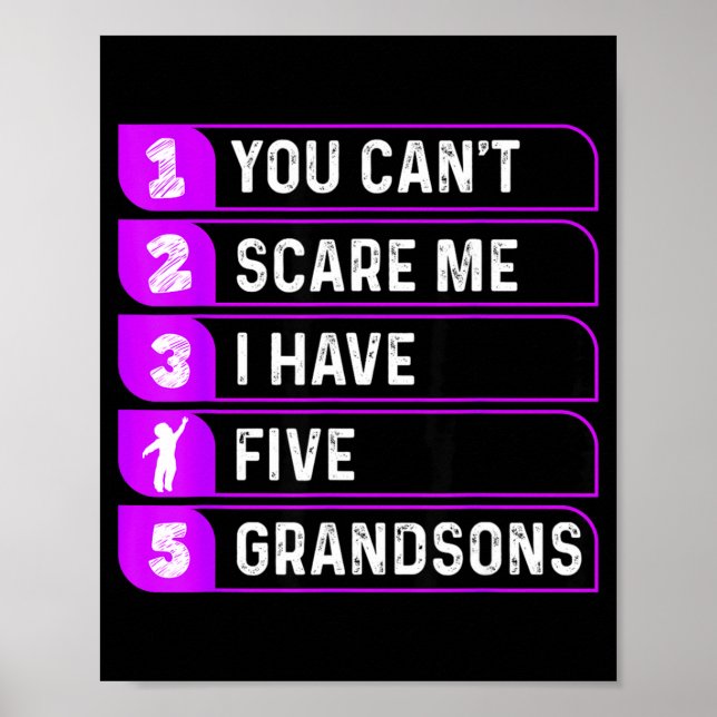 Poster You Can't E Me I Have Five Grandsons Funny Grandma (Devant)