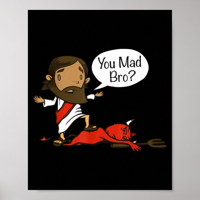 Poster You Mad Bro - Funny Christian Jesus And Devil  (Devant)