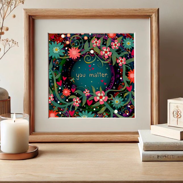 Poster "You Matt" Turquoise Floral Inspirational Classroo (Créateur téléchargé)