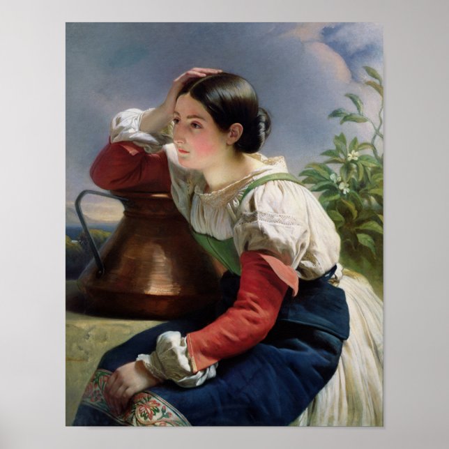 Poster Young Italian at the Well, c.1833-34 (Devant)