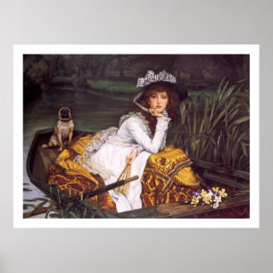 Poster Young Lady & Her Pet Carlin en bateau par James Ti