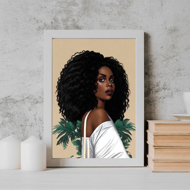 Poster Young Modern Black Afro Girl illustre (Créateur téléchargé)