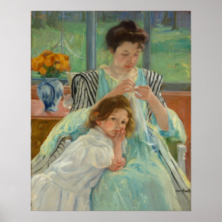 Poster Young Mother Sewing