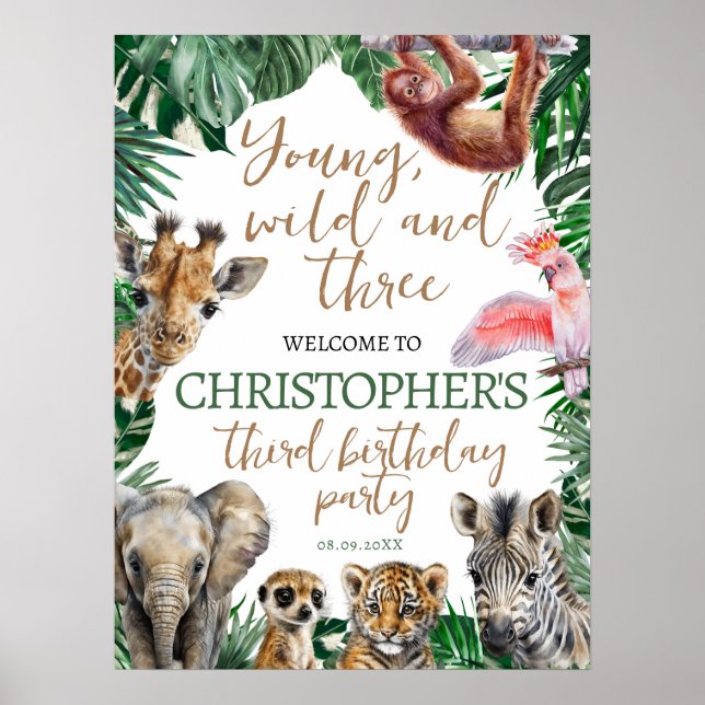 Poster Young Wild et Three Safari Anniversaire Party (Devant)