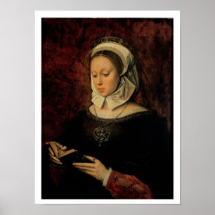 Poster Young Woman Reading a Book of Hours