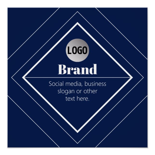 Poster Your Logo & Customizable Modern Design | Navy Blue (Devant)