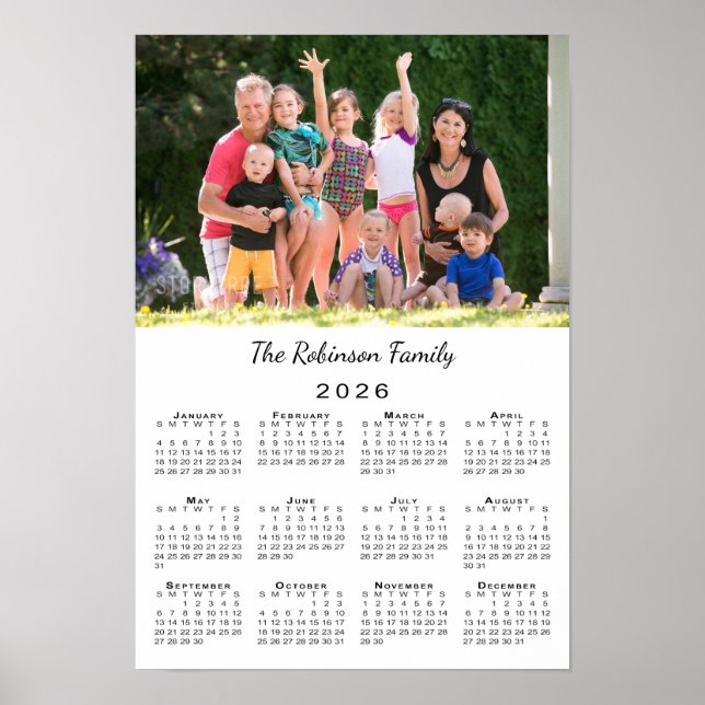 Poster Your Photo and Name Custom 2026 Calendar (Devant)