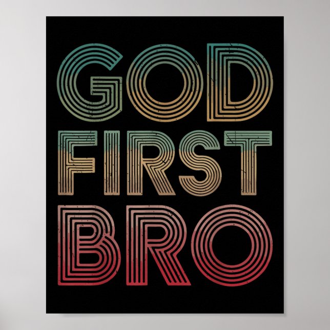Poster Youth Boy God First Bro Funny Christian God Brothe (Devant)