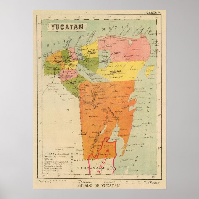 Poster Yucatan, Mexique 2 (Devant)