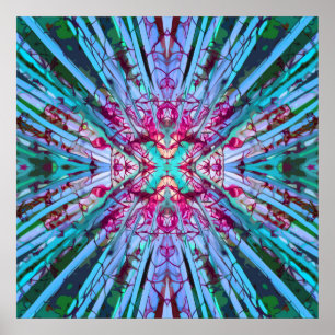 Poster Yucca Op Art en Turquoise