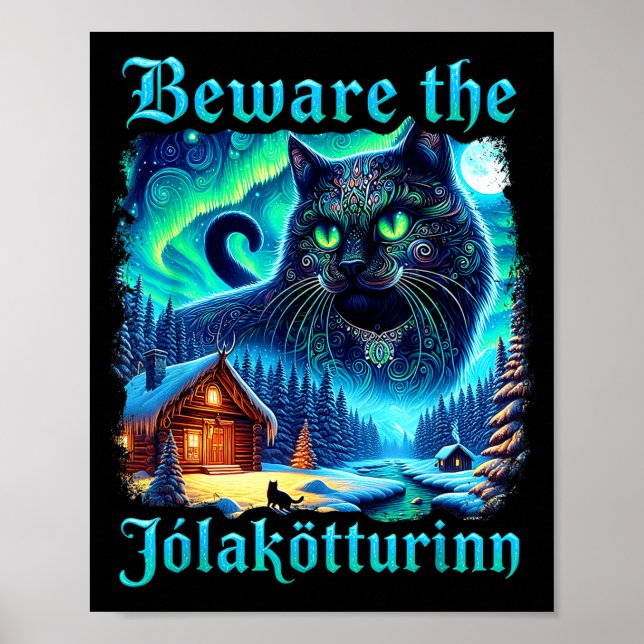 Poster Yule Cat Vintage Beware Jolakotturinn Icelandic Ch (Devant)