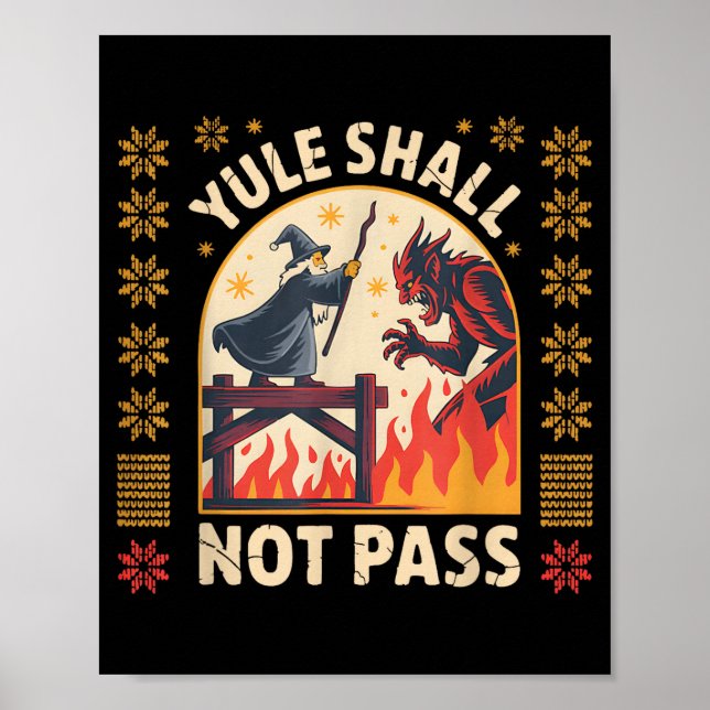 Poster Yule Shall Not P Fantasy Krampus Holiday Pun Funny (Devant)