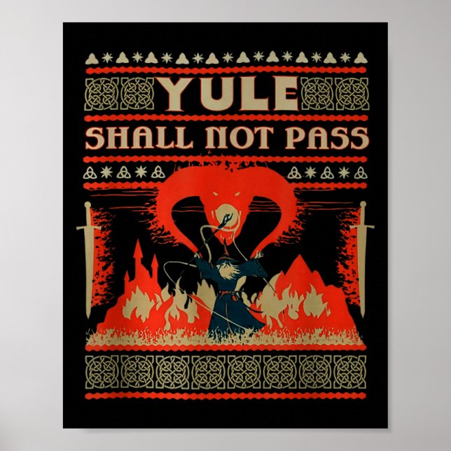 Poster Yule Shall Not P Fantasy Wizard Holiday Pun  (Devant)