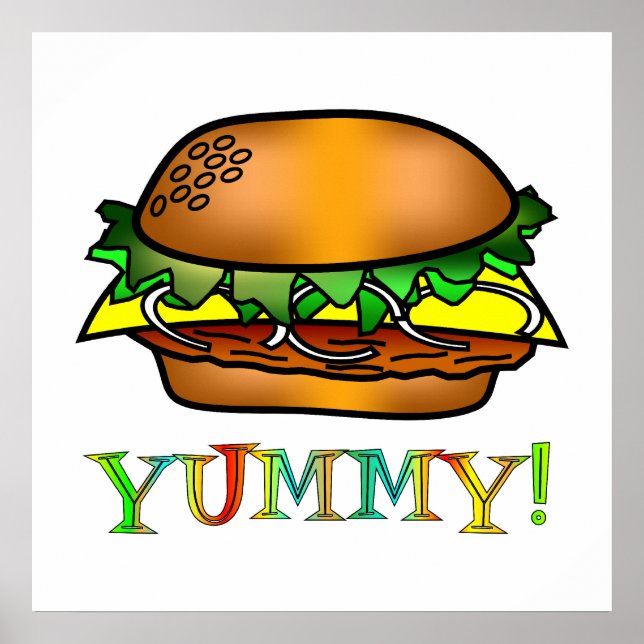 Poster Yummy Hamburger (Devant)