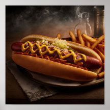 Yummy Hot Dog cuisine art mur