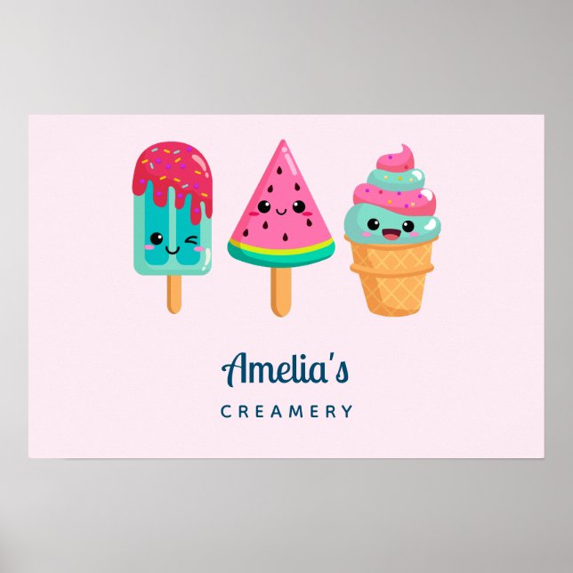 Poster Yummy Ice Cream Trio Summer Vibe Business (Devant)