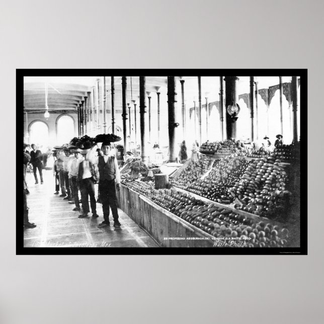 Poster Zacatecas, Mexique Marché alimentaire 1904 (Devant)
