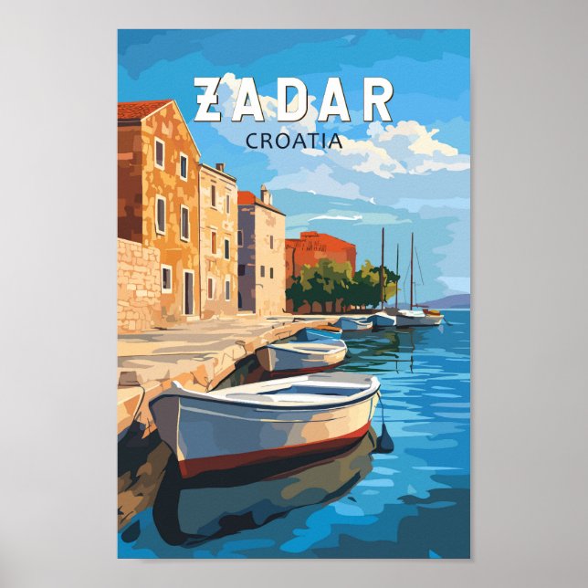 Poster Zadar Croatie Travel Art Vintage (Devant)