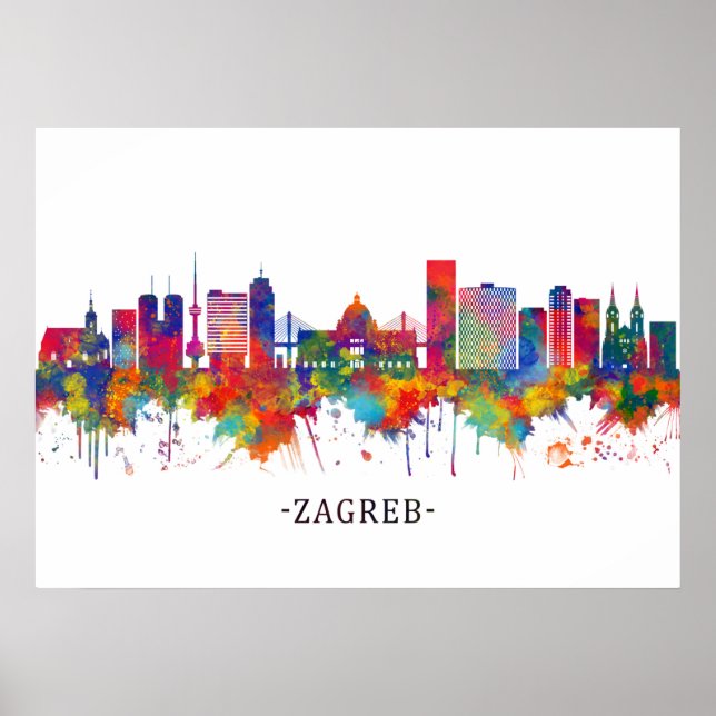Poster Zagreb Croatie Skyline (Devant)