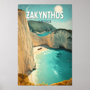 Poster Zakynthos Grèce Illustration Voyage Art Vintage