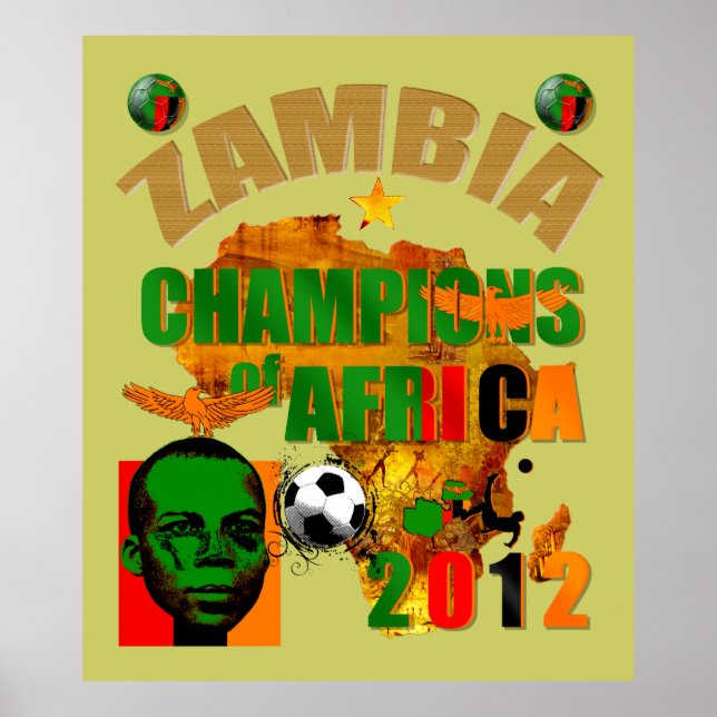 Poster Zambie Champions de la Coupe d'Afrique des Nations (Devant)