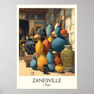 Poster Zanesville Ohio Y-Bridge Ville Poterie historique