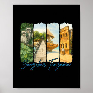 Poster Zanzir Tanzanie Voyage Voyage Pinceau Souvenir