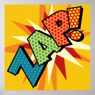 Poster ZAP Amusement Rétro Bande Dessinée Pop Art