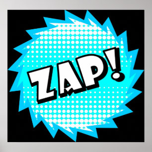 Poster Zap onomatopoeia utilisé dans la culture de la ban
