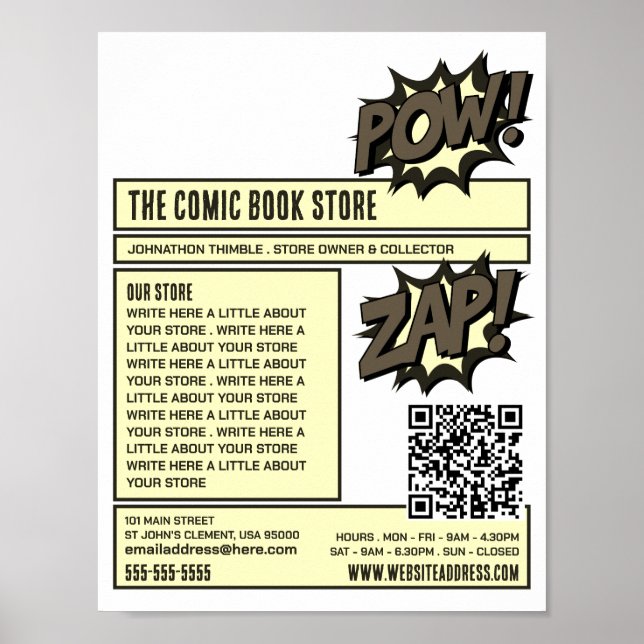 Poster Zap & Pow - Magasin/Collecteur de bandes dessinées (Devant)