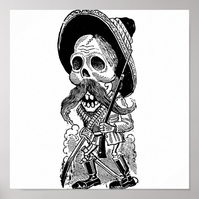 Poster Zapatista Calavera. c. début des années 1900. Mexi (Devant)