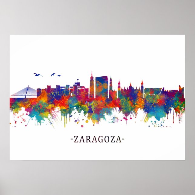Poster Zaragoza Espagne Skyline (Devant)