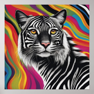 Poster ZCat - Chat avec bandes Zebra