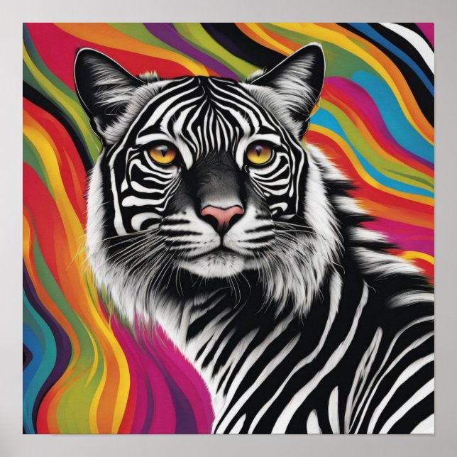 Poster ZCat - Chat avec bandes Zebra (Devant)