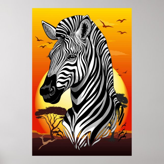 Poster Zebra African Savanna Wild Animal (Devant)