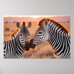Poster Zebra Animal Nature Faune Affection Soin